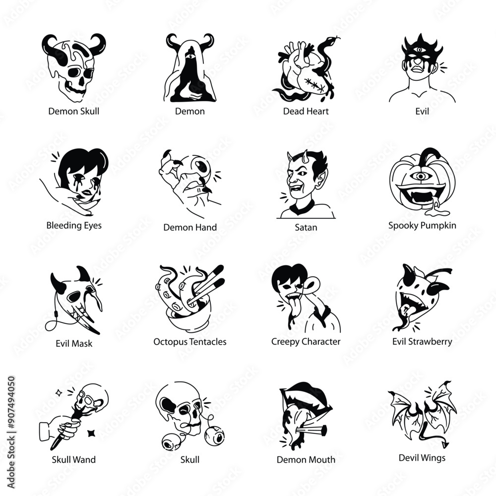 Collection of Demons Doodle Icons
Collection of Demons Doodle Icons