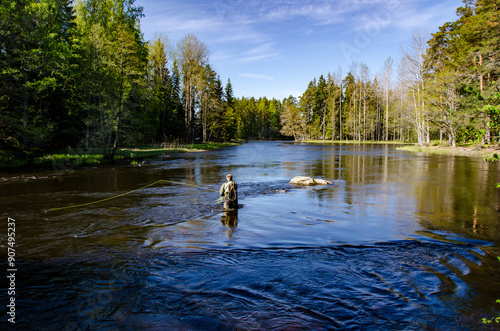 salomon river landscape in spring. Farnebofjarden national park in north of Sweden. photo