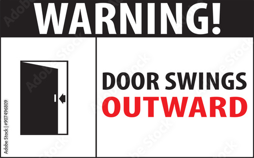 Door swings outward warning sign vector.eps