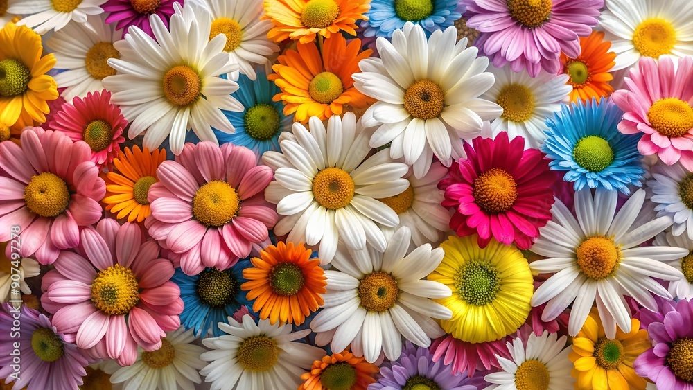 A Burst of Color: A Top View of a Vibrant Daisy Cluster  AI generated
