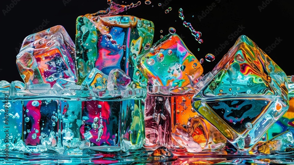 melting multicolor splash ice melting multicolor splash ice