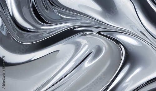 Holographic sleek silver metallic surface with smooth curves. high-resolution modern and elegant design for digital art and backgrounds