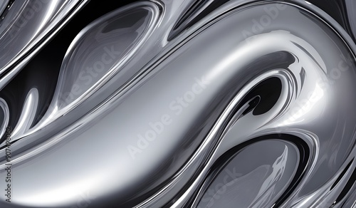 Holographic sleek silver metallic surface with smooth curves. high-resolution modern and elegant design for digital art and backgrounds