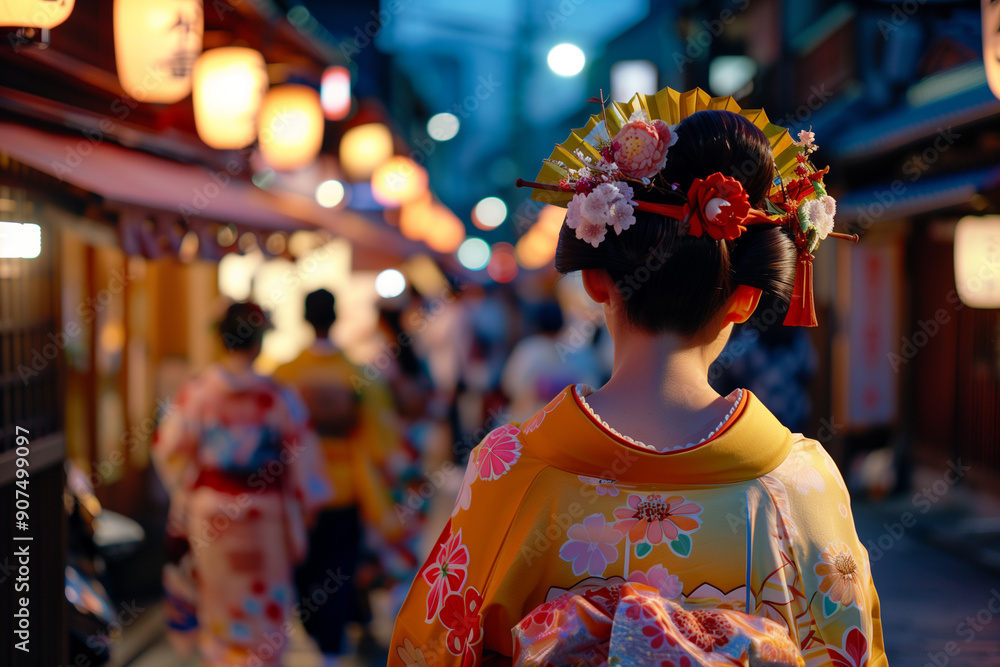 portrait of japanese woman,summer festival portrait of japanese woman,summer festival
