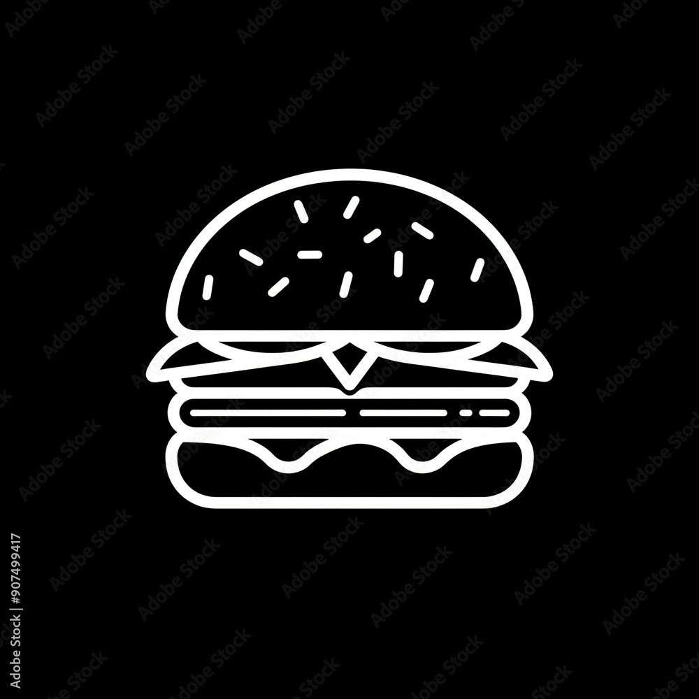 Cheeseburger Symbol / Logo weiß auf schwarz Cheeseburger Symbol / Logo weiß auf schwarz
