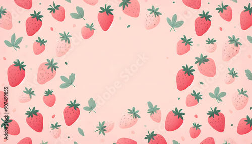 Wallpaper Mural Strawberry Illustration on Pink Background Torontodigital.ca