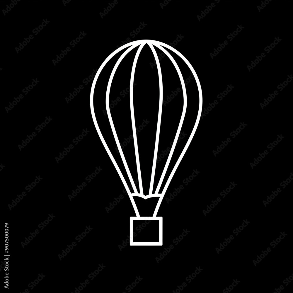 Fototapeta premium Heißluftballon Logo / Symbol, weiß auf schwarz 