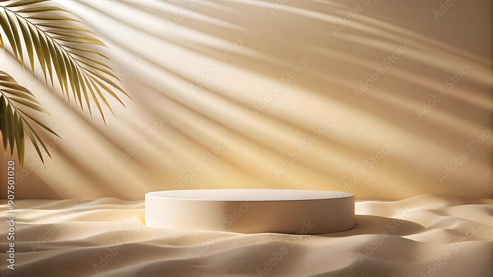 Sun-Kissed Sand and Serenity: A Minimalist Beach Podium for Summer Products Generative AI Sun-Kissed Sand and Serenity: A Minimalist Beach Podium for Summer Products Generative AI