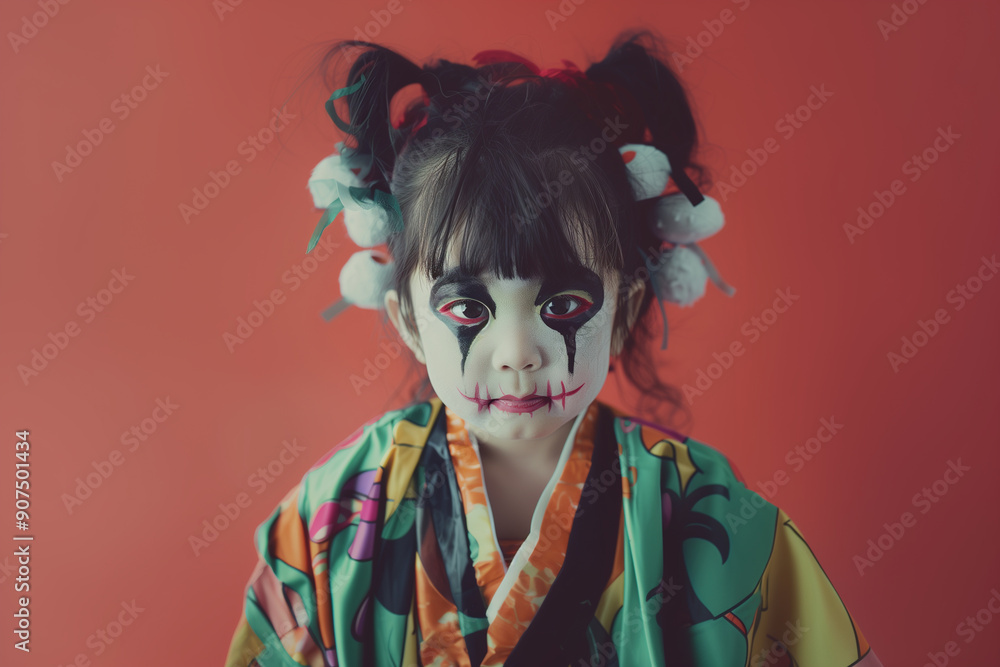 ハロウィンの仮装をして笑顔のアジア人の子ども ハロウィンの仮装をして笑顔のアジア人の子ども