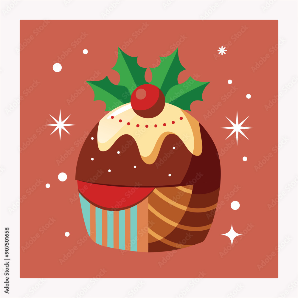 Christmas cup cake vector illustration Christmas cup cake vector illustration