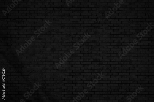 Dark black ceramic brick wall and floor tiles mosaic background in bathroom. Design pattern geometric with grid wallpaper texture decoration pool. Simple seamless abstract surface grunge.