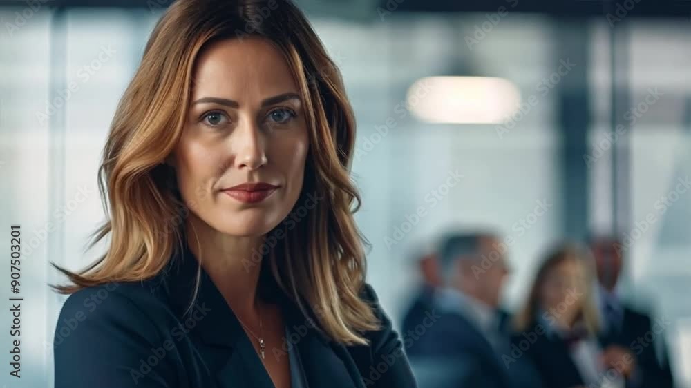 custom made wallpaper toronto digitalConfident female executive addressing stakeholders with authority and expertise, driving successful business initiatives.