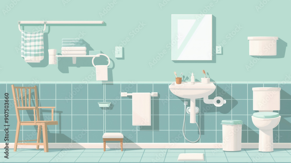 Picture of Accessible Bathroom Interior Design: A serene and stylish bathroom ...