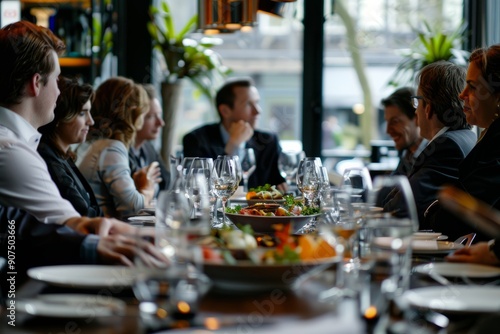 Business lunch meeting at a classy restaurant