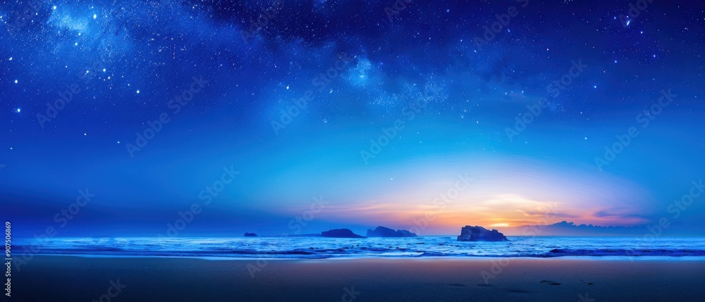Fototapeta premium Dreamy Sunset Sky Over Calm Ocean