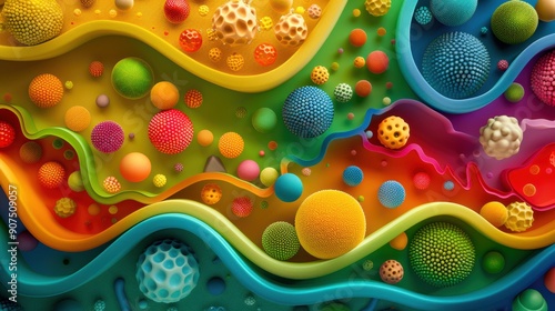 Abstract Colorful Swirls and Spheres 3D Rendering