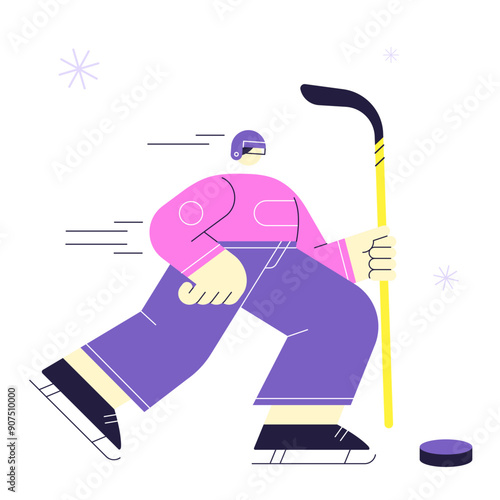 Hoсkey player chasing the pluck