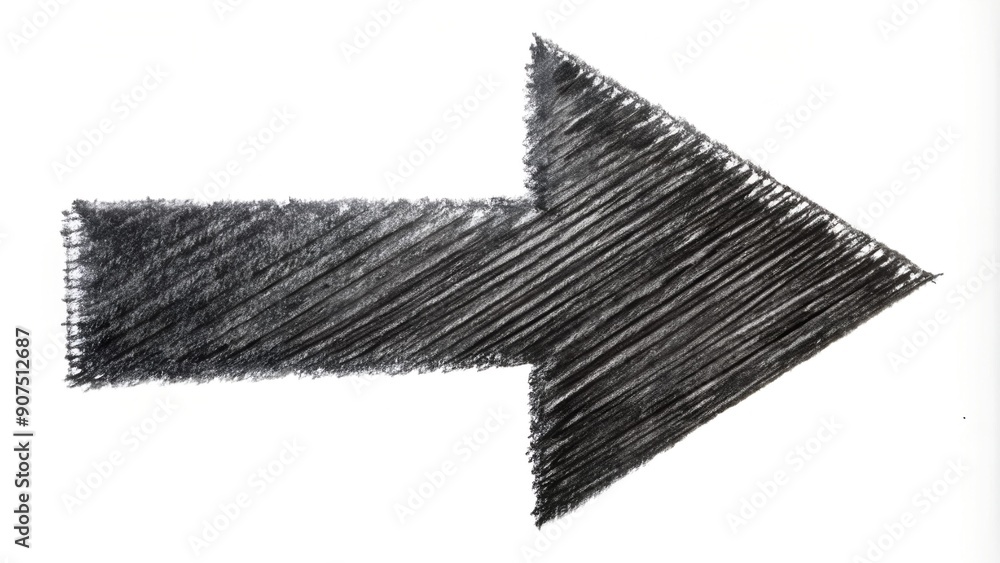 Fototapeta premium Abstract Charcoal Arrow with Scribble Texture generative AI
