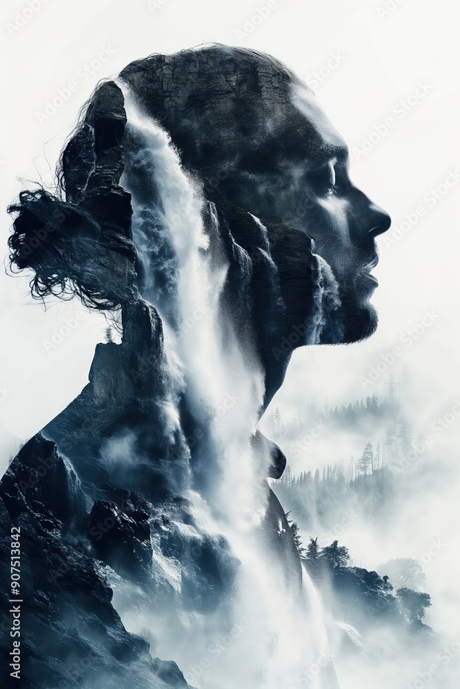 Man combining with nature showing power of imagination Man combining with nature showing power of imagination