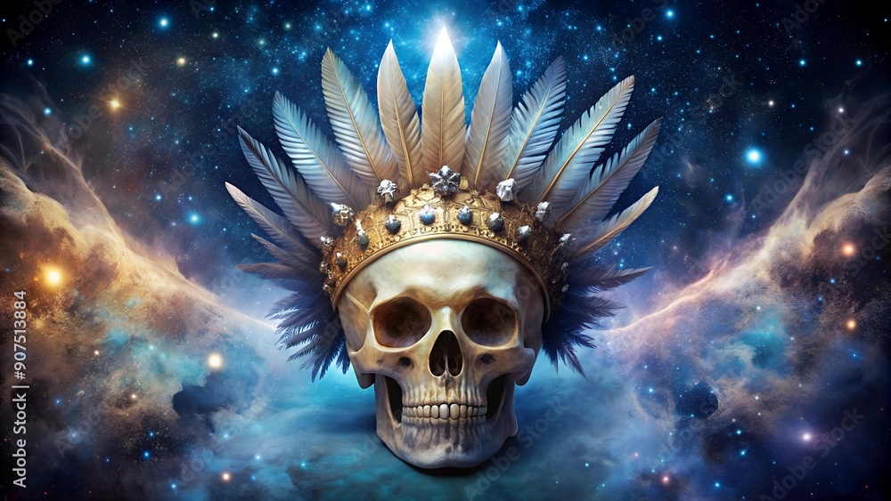 Celestial Skull with Feather Crown AI generated Celestial Skull with Feather Crown AI generated