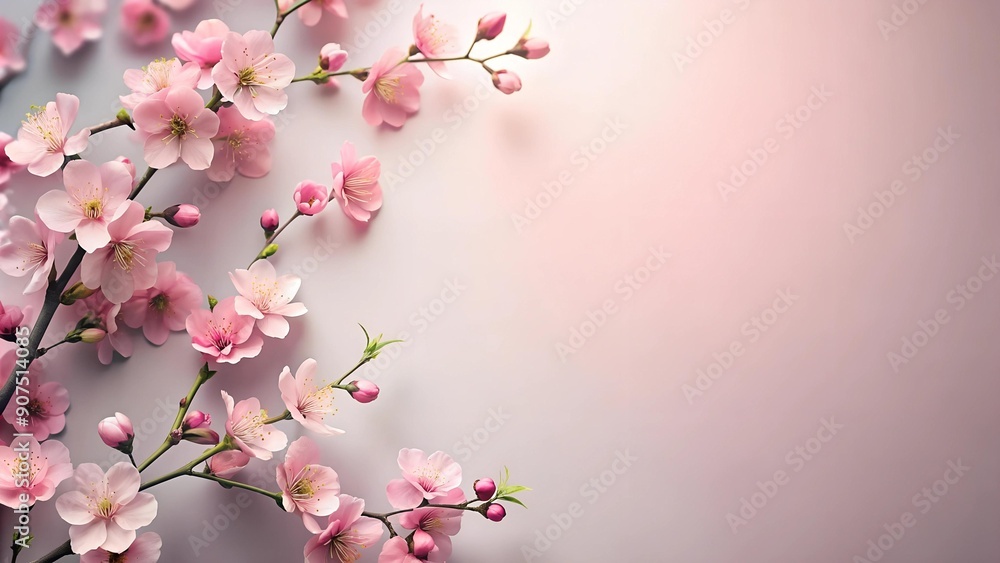Obraz premium Pastel Pink Blossom Symphony: A Minimalist Floral Dream generative AI