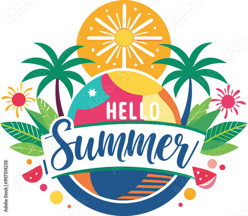 hello summer background or logo