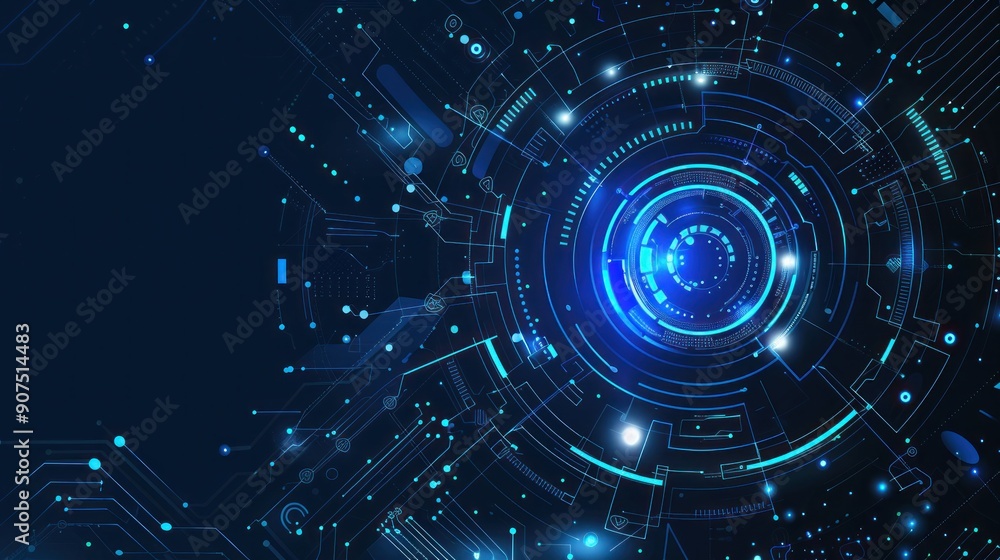 Abstract Digital Technology Background with Blue Neon Lights Abstract Digital Technology Background with Blue Neon Lights