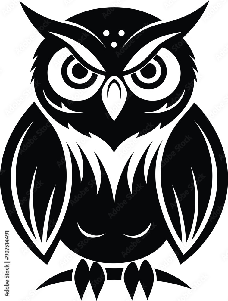 Owl Black and white Silhouette Owl Black and white Silhouette