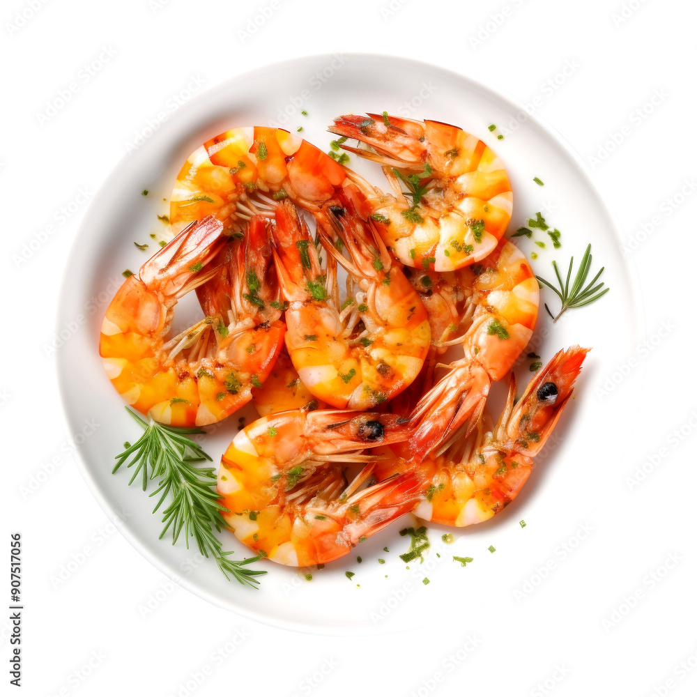 grilled shrimps in dish isolated on white grilled shrimps in dish isolated on white