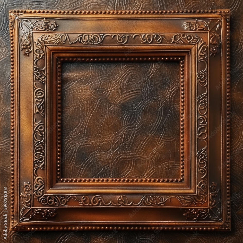 Obraz premium Top-Down View of a White Patchwork Leather Frame with Colorful Illustrations, Blending Art and Craftsmanship in a Unique Display