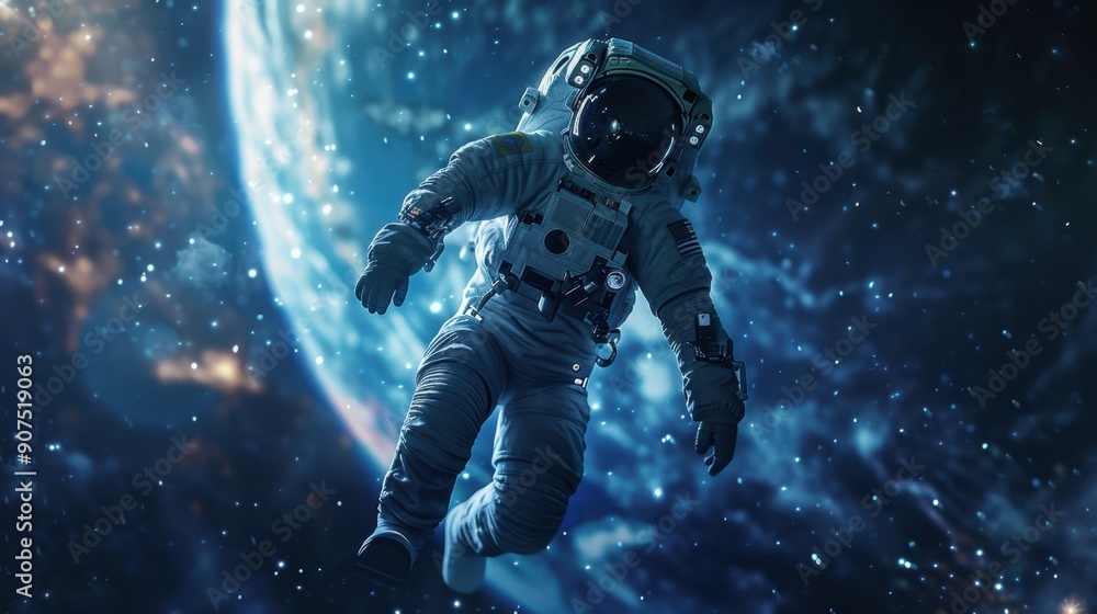 The astronaut floating in space The astronaut floating in space