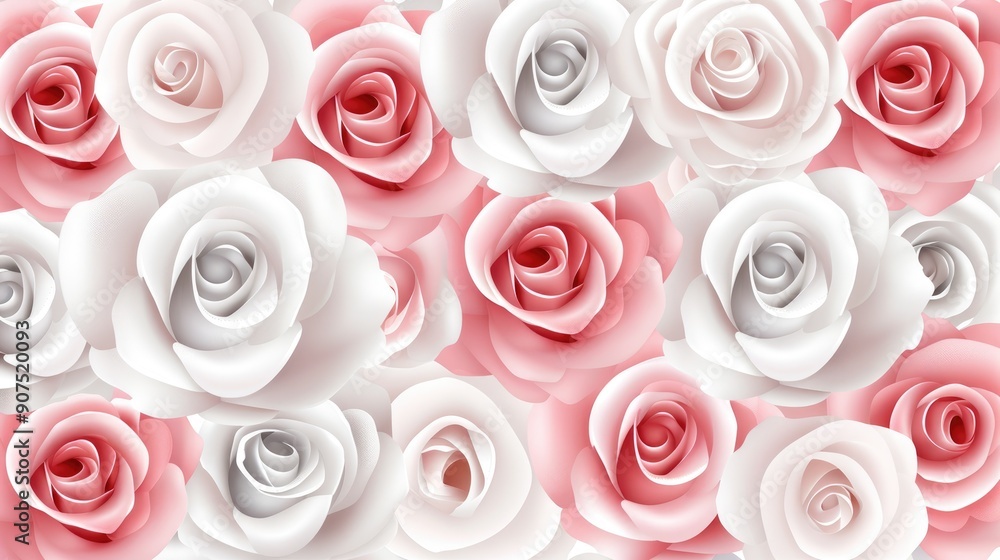 A close-up view of a cluster of delicate pink and white roses, their petals soft and velvety, creating a beautiful floral tapestry A close-up view of a cluster of delicate pink and white roses, their petals soft and velvety, creating a beautiful floral tapestry