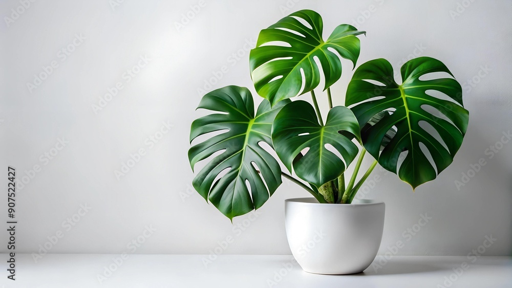 Emerald Majesty: A Lush Monstera in a White Pot Generative AI Emerald Majesty: A Lush Monstera in a White Pot Generative AI