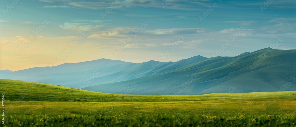 Peaceful Mountain Range Under Soft Skies Peaceful Mountain Range Under Soft Skies