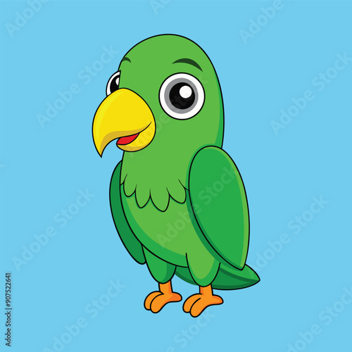 Green Parrot Cartoon Vector Illustration - Vibrant and Fun Design photo