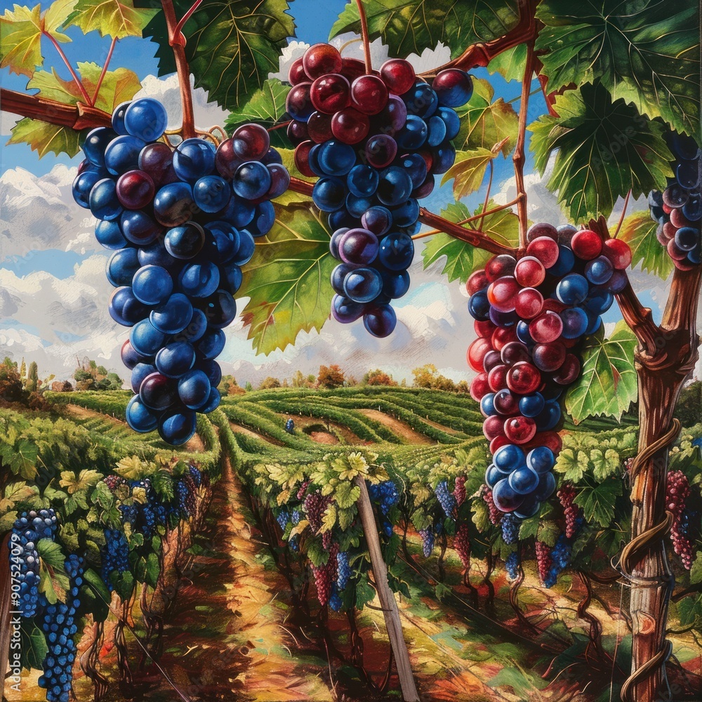 Grape Vines in a Field Grape Vines in a Field