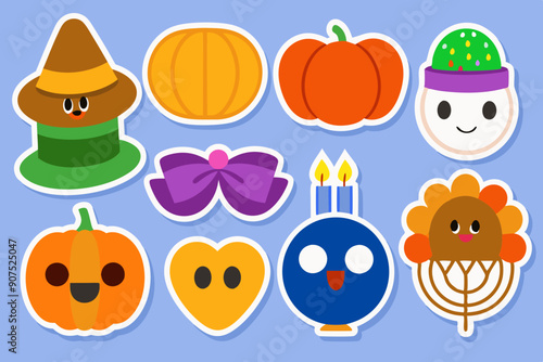 holidays Set of Halloween stickers Kawaii © Jutish