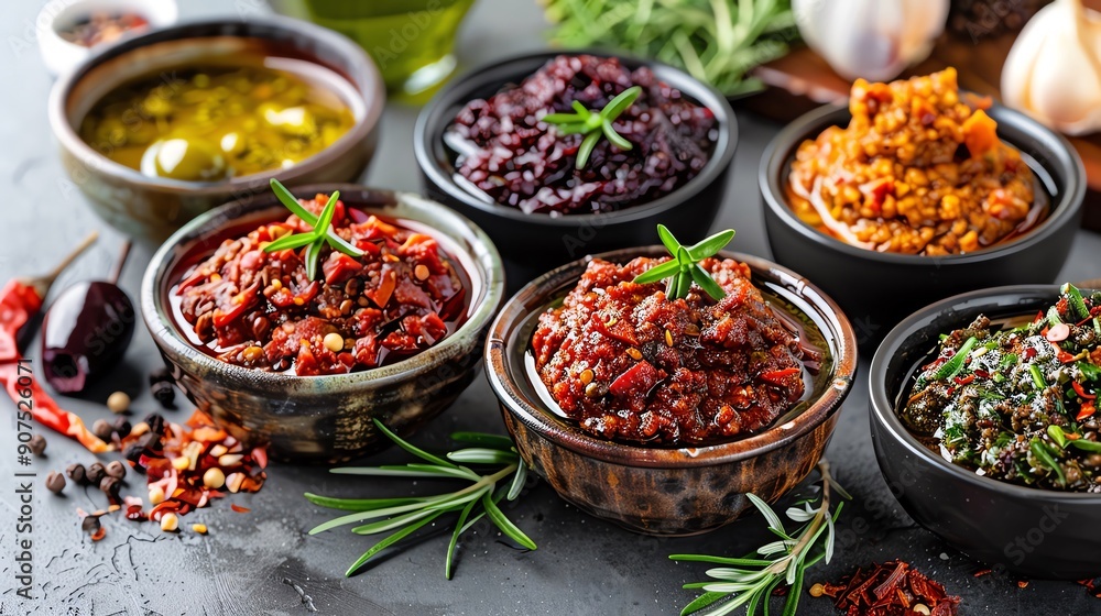 Vegan Tapenade Assortment Artistic assortment of vegan tapenade flavors like sundried tomato and olive, perfect for Mediterranean cuisine enthusiasts and dipthemed designs Vegan Tapenade Assortment Artistic assortment of vegan tapenade flavors like sundried tomato and olive, perfect for Mediterranean cuisine enthusiasts and dipthemed designs