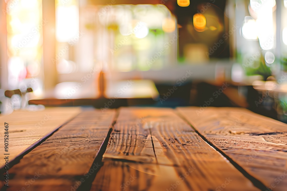 Warm, inviting wooden table in a cozy cafe setting with soft sunlight filtering through. Warm, inviting wooden table in a cozy cafe setting with soft sunlight filtering through.