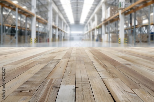 Wallpaper Mural Spacious warehouse interior showcasing polished wooden floors and natural light. Torontodigital.ca