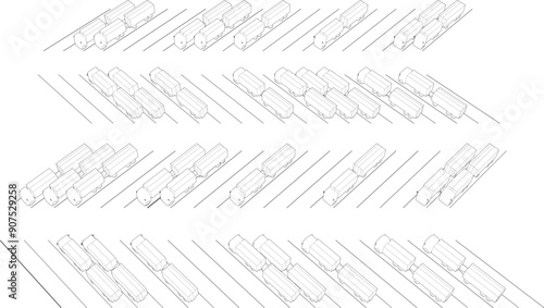3D illustration of parking and carport