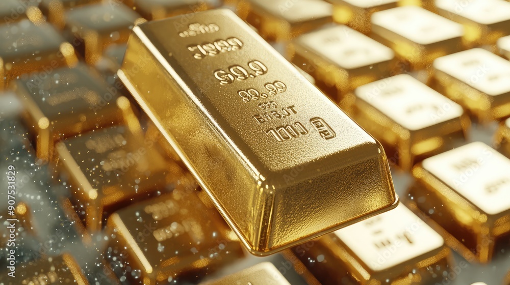 Virtual Wealth: Digital Rendering of Gold Bars in Crypto Vault, Generative Ai Virtual Wealth: Digital Rendering of Gold Bars in Crypto Vault, Generative Ai