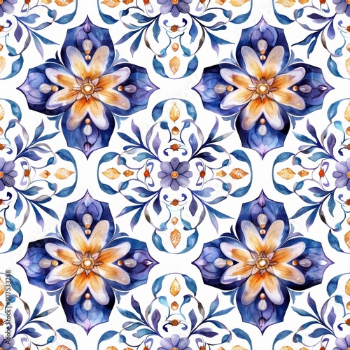 Seamless, outstanding with floral patterns in watercolor style.