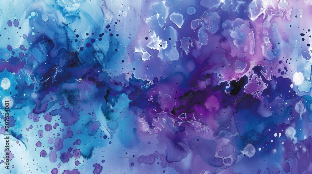 Artistic splashes of blue and purple create a vibrant watercolor backdrop Artistic splashes of blue and purple create a vibrant watercolor backdrop