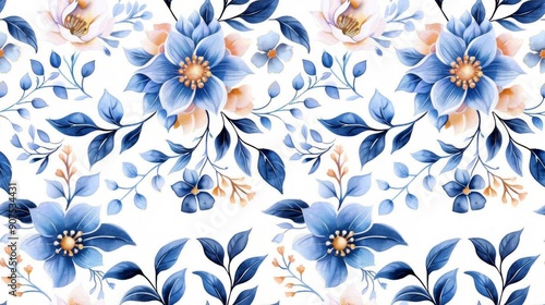 Wallpaper Mural Seamless, outstanding with floral patterns in watercolor style. Torontodigital.ca