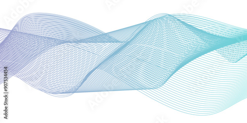 Minimal flow blue wave line in vector business texture. Pattern line blend curve flow futuristic background. Modern background futuristic energy sound waves technology concept background.