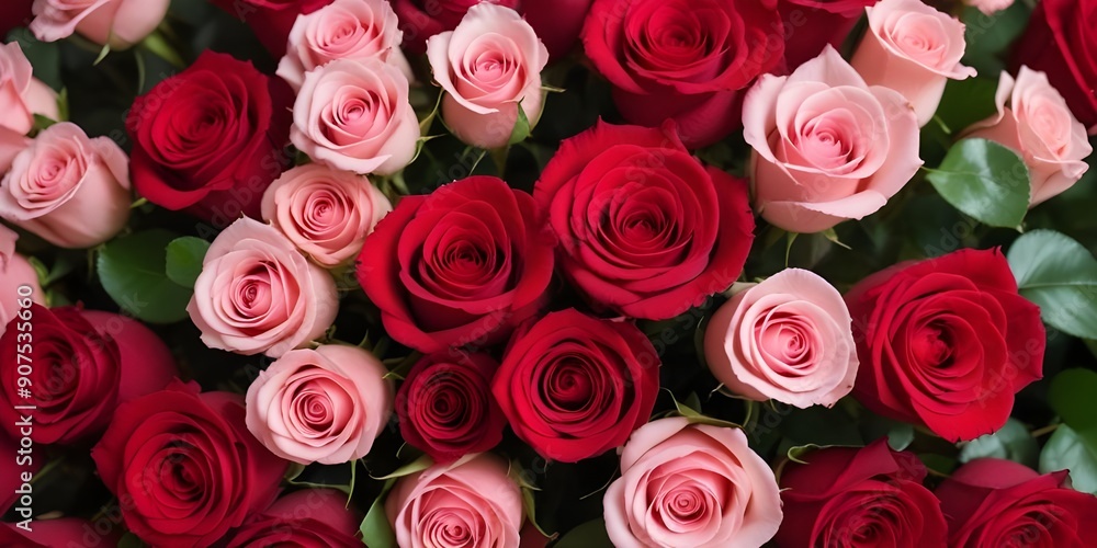 A vibrant arrangement of red and pink roses A vibrant arrangement of red and pink roses