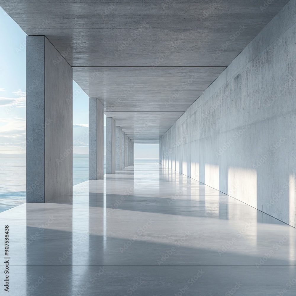 Fototapeta premium 3d render of empty concrete room, Generative AI