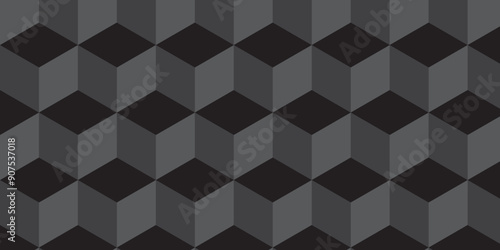 Minimal abstract dark black background from cubes victor art. Geometric tiles and mosaic creative stylish seamless pattern block cube background. minimal hexagon Cubes mosaic shape vector design