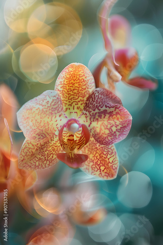 Close-up of Beautiful Pink and Purple Orchid Blossom in a Tropical Garden